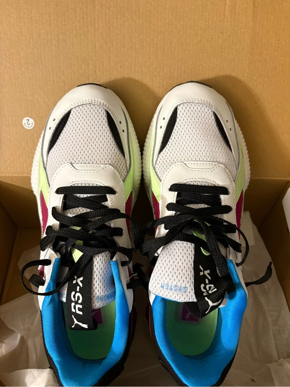 PUMA RS-X Blaster Men’s Low Top Mesh Lace-Up Sneakers White Lime size 11.5 - Picture 2 of 10